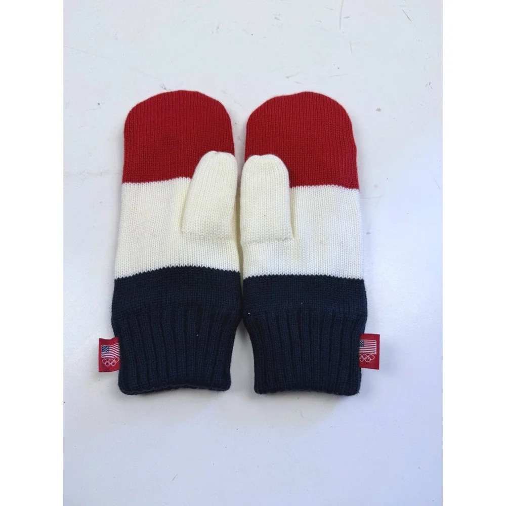 Fanatics Team USA Olympic Scarf and Mittens Set Red White Blue Winter Knit New